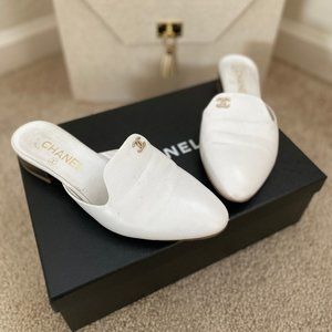 CHANEL Leather CC Mules